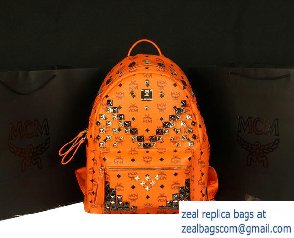 High Quality Replica MCM Stark Backpack Jumbo in Calf Leather 8100 Orange